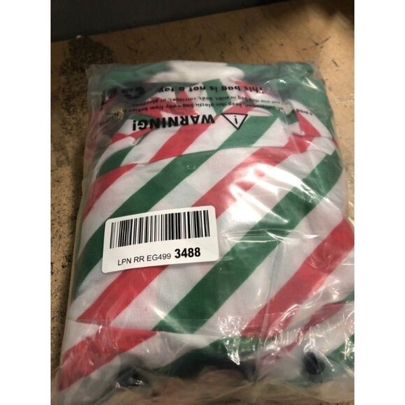 Adult Christmas Elf Costume With Hat & Belt - Green & Red Striped Pants XL - Picture 2 of 2